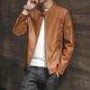 New men's leather jacket slim PU stand-up collar locomotive jacket fashion casual leather jacket men's custom