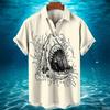 Camicia Hawaiana Uomo Estate Casual Stampa Squalo Animale 3D Moda Manica Corta Mondo Marino Larga Blusa Street Abbigliamento