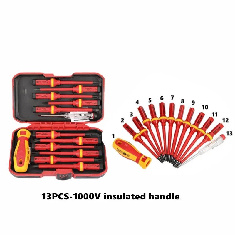 Electrician Repair Tools Kit Changeable Insulated Screwdrivers Set Magnetic Slotted Bits Repair Tool Electrician Tool