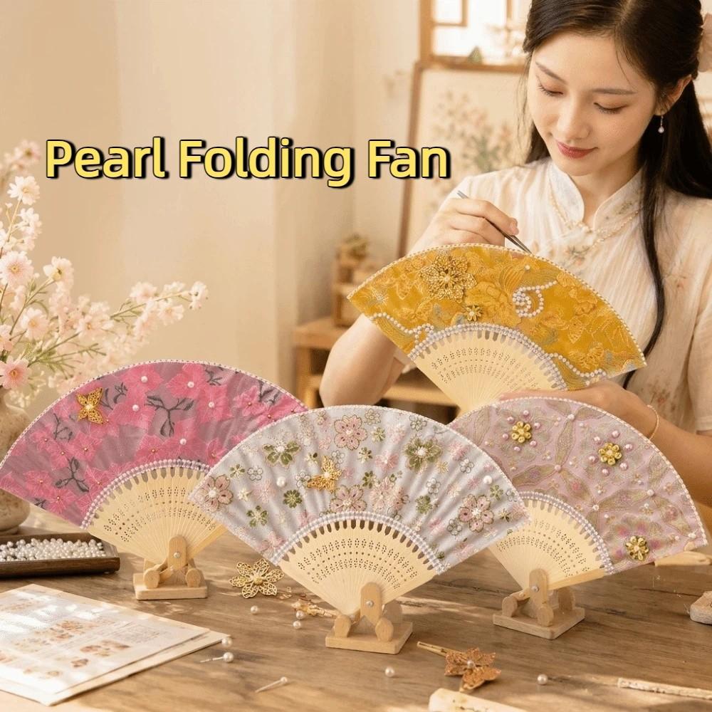 Butterfly Floral Print Hand Fan Portable Chinese Style Fan Elegant Handmade Fan Art Craft Project