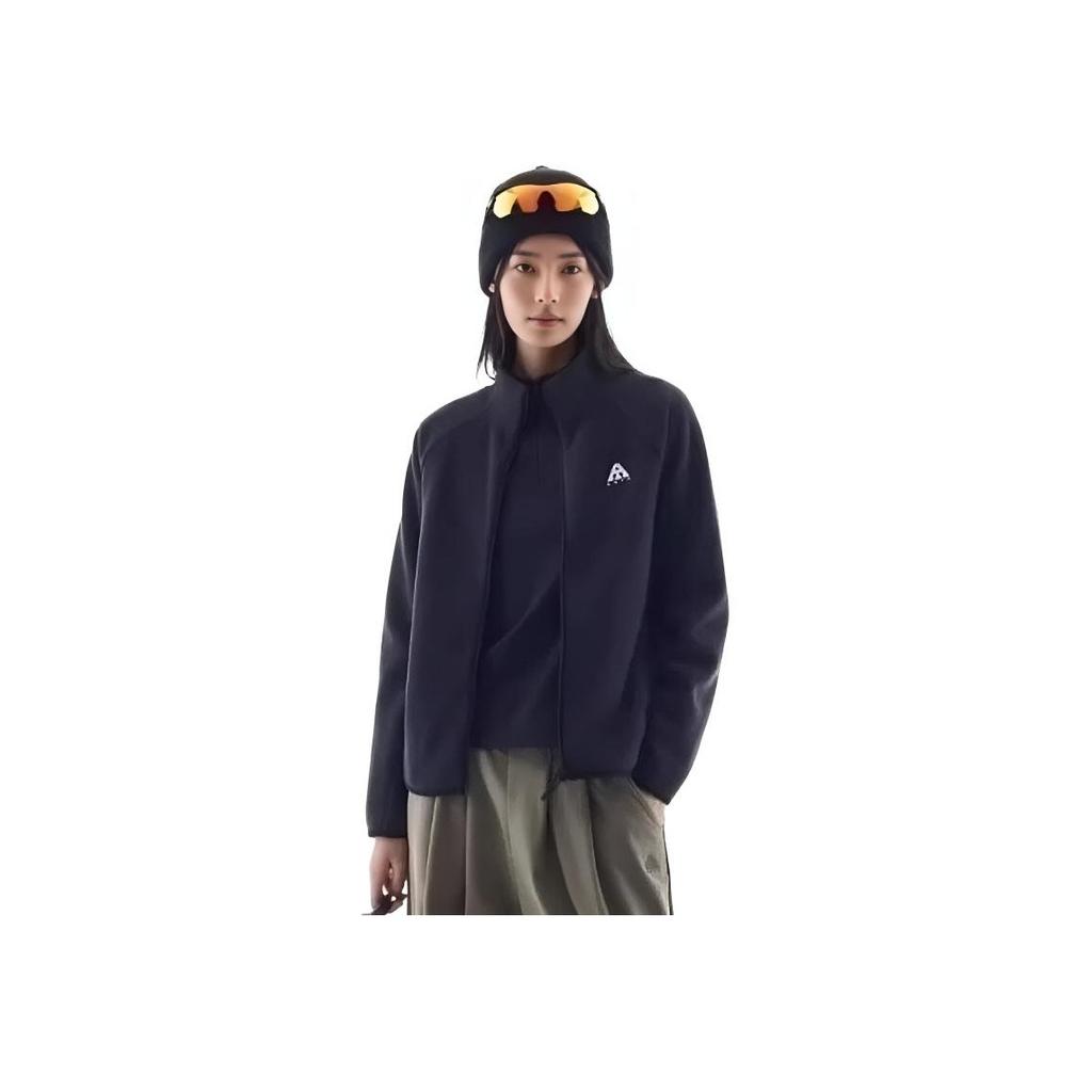 Anta Outdoor Series Solid Color Zip-Up Stand Collar Comfortable Breathable Versatile Casual Jacket Women Jacket Basic-Black 962446702-6