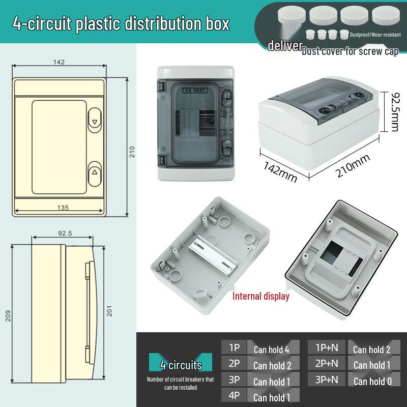 HT-Circuit Waterproof Outdoor Distribution Box for Construction and Household Electric Metering, Surface Mounted Switch Box.