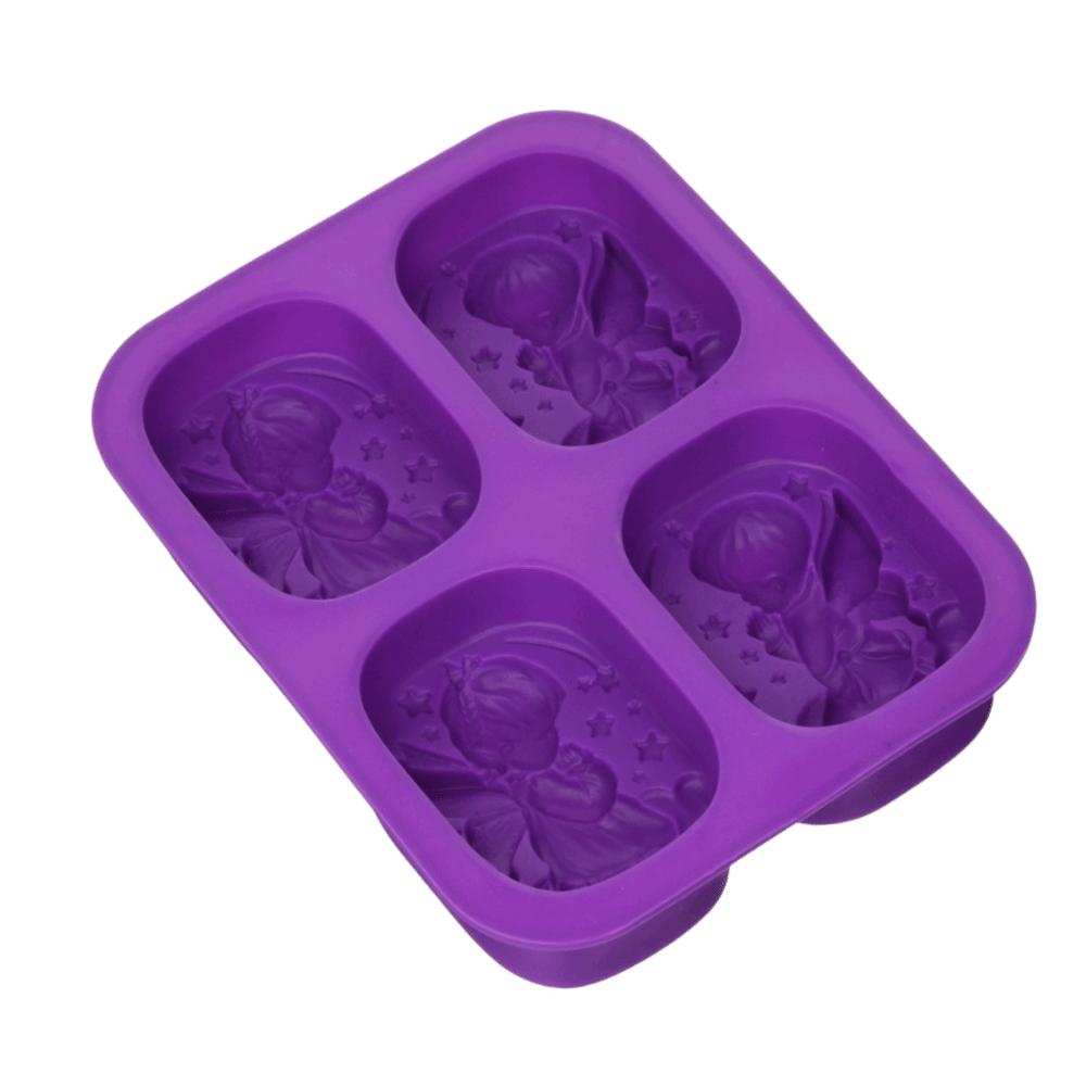 Cooking Tool Silicone Silicone Baking Mold 4 Grids Non-Stick Kitchen Tool Food-Grade Angel Pattern Cake Mold Ice Cube Trays