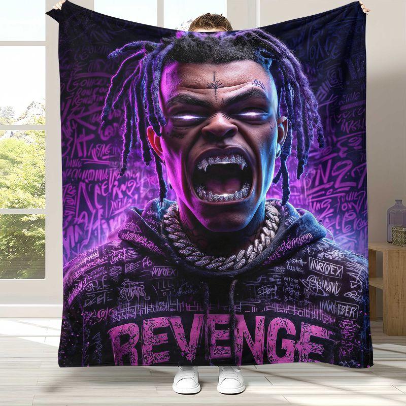 Art Rapper HIP HOP Star Cartoon Flannel Blanket,Ultra Soft Plush Throw for Home Bedroom Bed Sofa Cover Office Camping Picnic