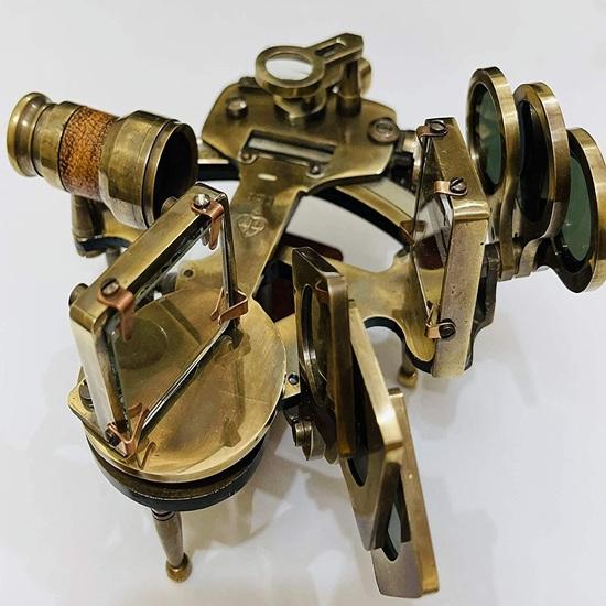 Nautical Hand-Made 15.24 Cm Brass Working Navigational Sextant Marine Ship Astrolabe Model Sextant Gift