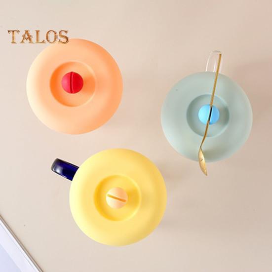 Silicone Cup Lid with Ball-shaped Handle Spoon Holder Food Grade Heat Resistant Dustproof Airtight Universal Round Teacup Glass Mug Cover