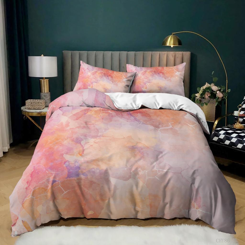Colour Halo Dyeing Marble Duvet Cover Bedding Set Purple Blue Colourful Single Double Twin/Queen For Men Women Kids Gift