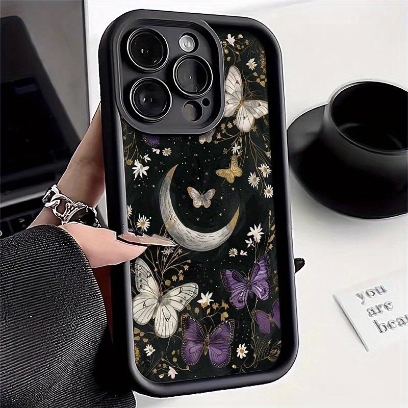 Moon butterfly pattern phone case suitable for iPhone 17 16 15 14 13 12 11 Pro/Max/Plus anti drop and shockproof back cover