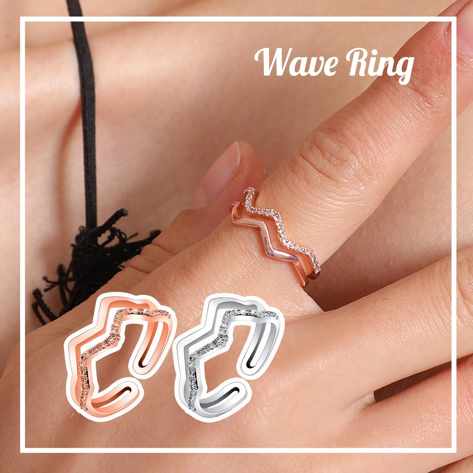 

Персонализированное кольцо двойной волны для женщин Мода Открытие кольцо для женщин Модное кольцо Ювелирные изделия