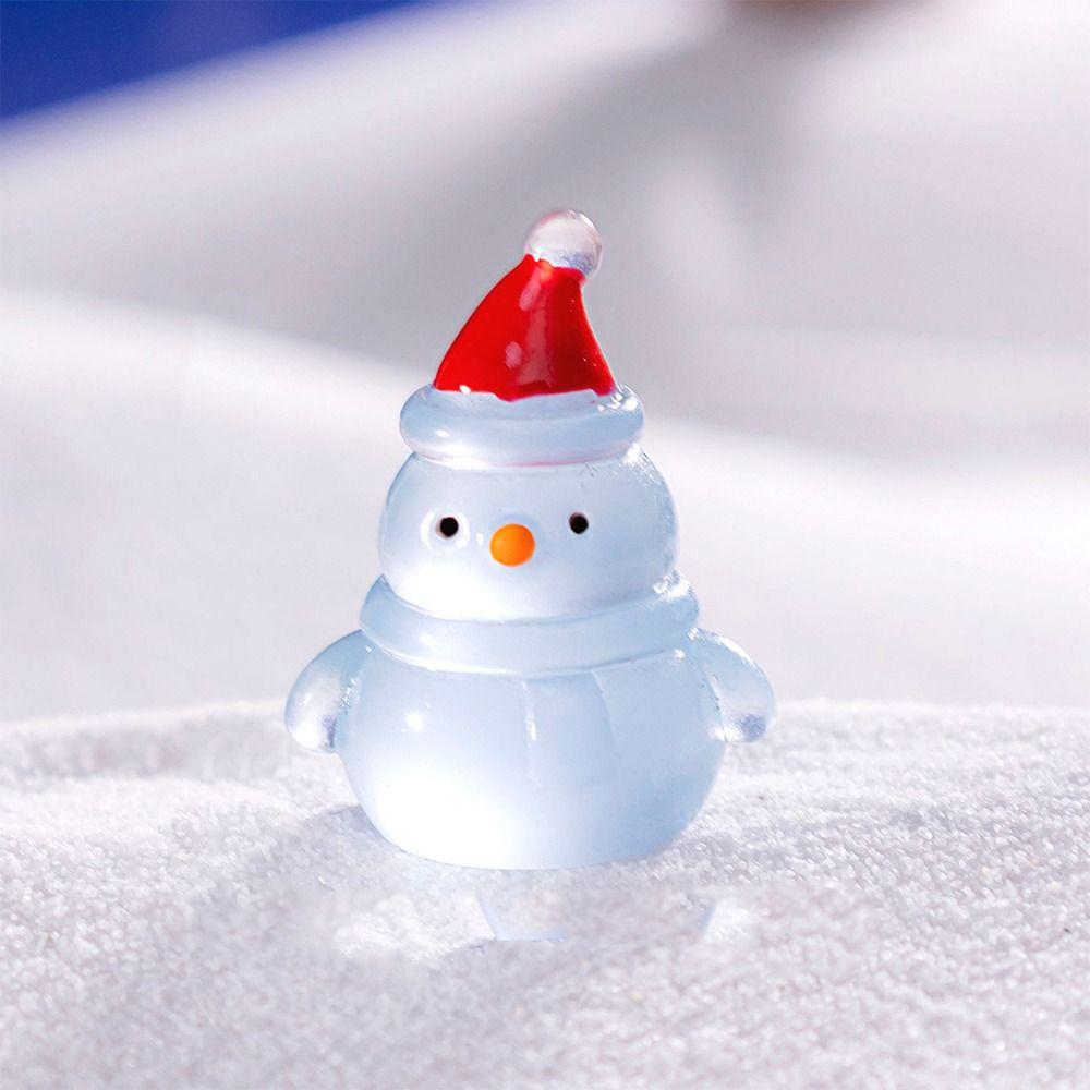 10pcs Glowing in Dark Christmas Snowman Statue Merry Christmas Decoration  Car Accessories