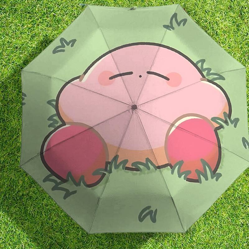 Entzückender Kirby Wolken-Regenschirm: Perfekt für Outdoor-Abenteuer, Automatisches Öffnen & Schließen, Leicht und Langlebig, Ideales Reiseaccessoire 062