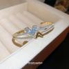 2025 Luxe Gold-Plated Diamond Letter Bangle: Versatile & Elegant Women's Jewelry