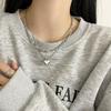 Crushed Silver Heart Necklace, Sweet Cool Double Layer Stackable Minimal High-end Clavicle Choker