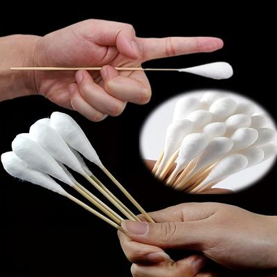 7.8" Uzun Ahşap Saplı Pamuklu Çubuklar Pamuk Uçlu Aplikatör, Ahşap Saplı Temizleme