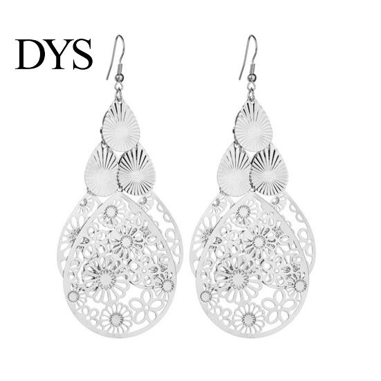 Hängende Ohrringe 1 Paar Haken Übertrieben Retro Geometrisch Elegant Hohl Hängende Blumen Wassertropfen Anhänger Damen Mode Schmuck Damen