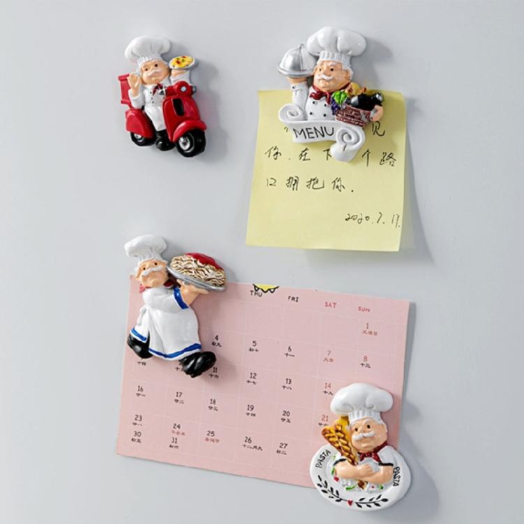 Set of 4pcs Chef Figurine Statue Decorations Stickers for Kitchen Restaurant