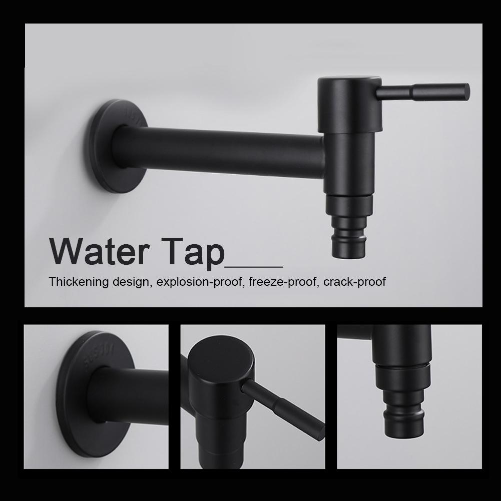 G1/2in Black Stainless Steel Washing Machine Faucet Single Cold Sink Faucet Water TapBlack Short