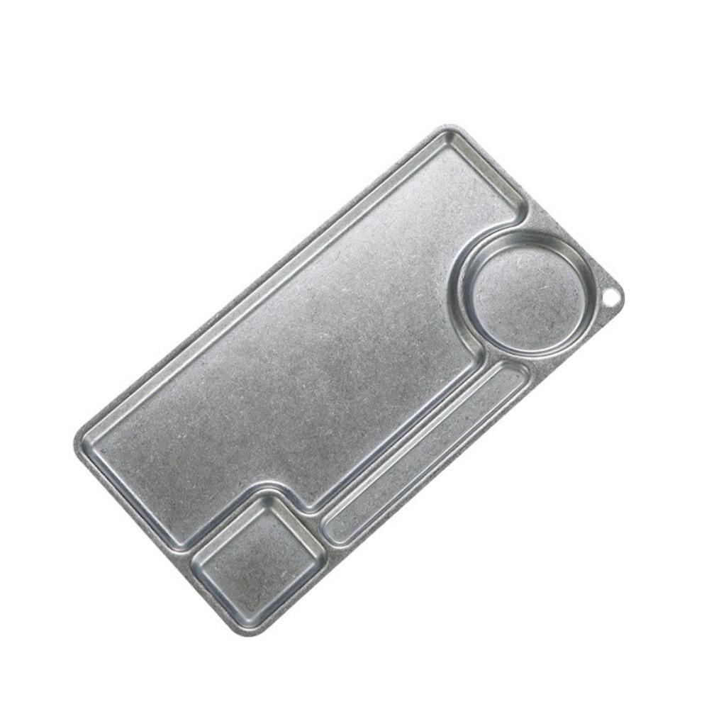 Irregular Shape Vintage Stainless Steel Meal Plate Anti-fall Unbreakable Dinner Plate Industrial Style Bone Dish Camping