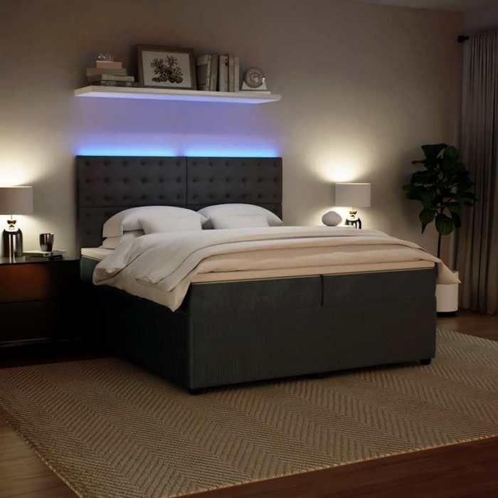 Maison Exclusive - Sommier à lattes de lit et matelas Gris foncé 200x200cm Velours