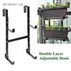 Hanging Railing Flower Flowerpot Holder Multipurpose 2-layer Adjustable Balcony Hook Railing Storage Rack Flower Planter Support