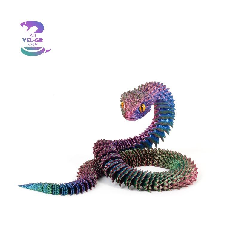 3D Printed Flexible Viper Snake Model – Art Decor, Multiple Colors & Sizes (30cm/40cm/60cm) Perfect for Home and Office Décor.
