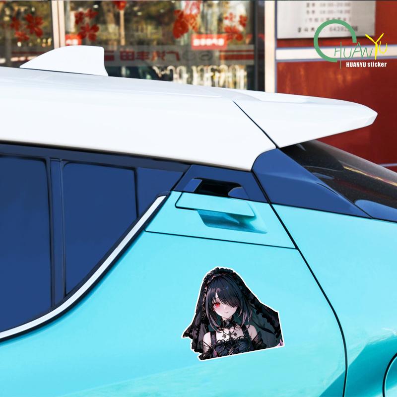 Dark Cute Girl Anime Car Sticker Motorcycle Bumper Car Window Reflective Waterproof Sticker Car Sticker