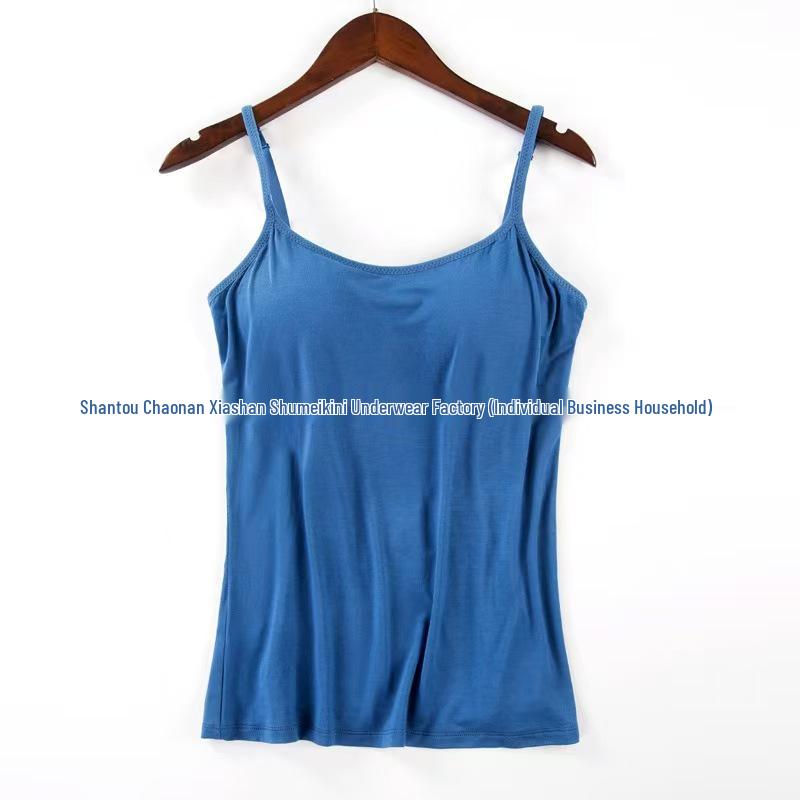 Sleeveless Women's Camisole with Chest Pads - Spaghetti Strap Tank Top, Wire-Free Cup, Ideal As Outerwear Base Layer or Yoga Sportswear