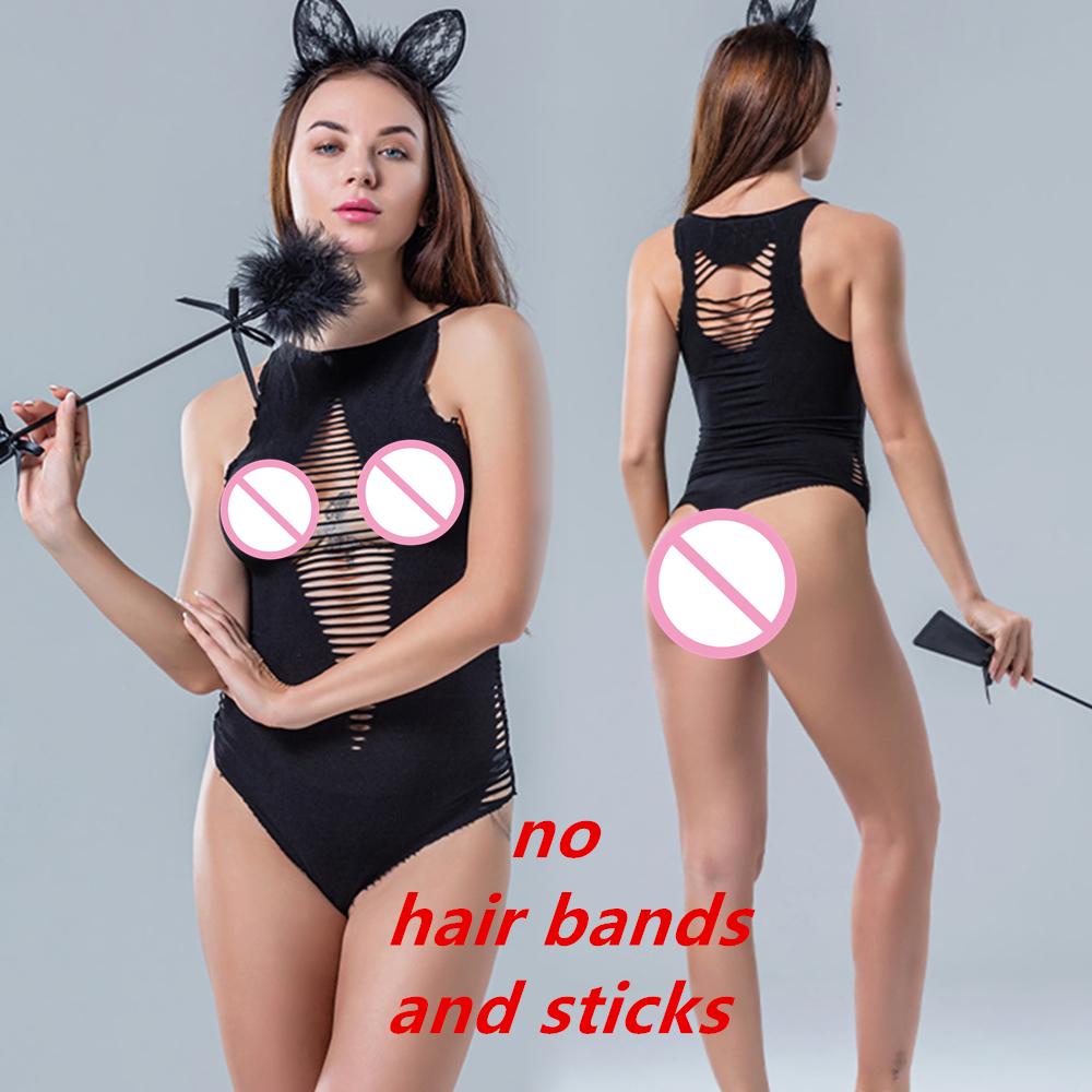 Women Sexy Mesh Bodysuit Shapewear Lingerie Outfit Erotic Fishnet Hollow Out Transparent Slim Mini Underwear Suit Costume