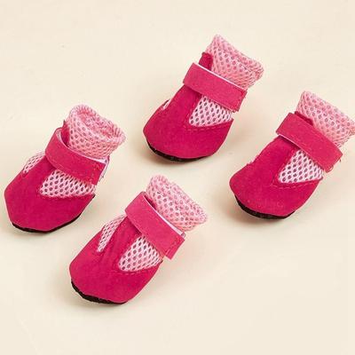 4 pièces/set Bottes de pluie confortables pour animaux de compagnie Respirantes Antidérapantes Chaussures pour chien de compagnie Protectrices Faciles à nettoyer Soins pour chien Protège-pattes Intérieur