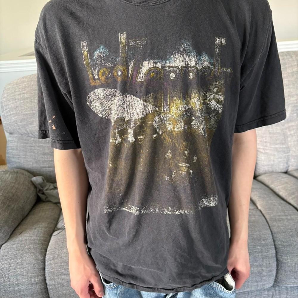 Vintage styl Led Zeppelin rockový koncert krátký rukáv černá barva tričko KV38200 Unisex tričko
