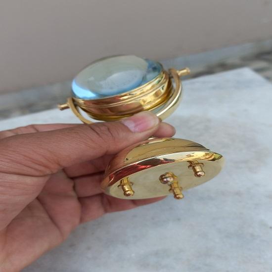 Relógio de Mesa Antigo Vintage Suporte de Lua Acabamento Dourado Brilhante Latão 12,7 Cm