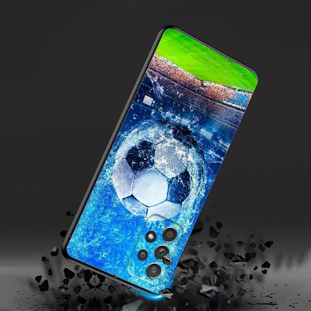 Fire Football Soccer Ball Phone Case For Samsung Galaxy A57 A56 A37 A55 A36 5G A26 A54 A52 A35 A34 A25 A17 A16 A15 A07 A06 Cover