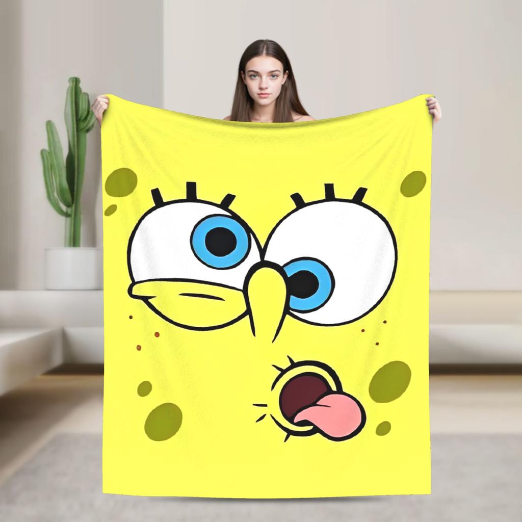 SpongeBob SquarePants Cartoon Blankets Fleece Lightweight Thin Throw Blanket for Bedroom Sofa Bed Rug