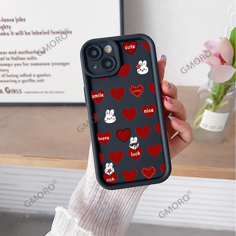 Hot-selling Trendy Brand Love Rabbit Mobile Phone Case Apple 17 Pro Girly iPhone15 Matte Silicone Case