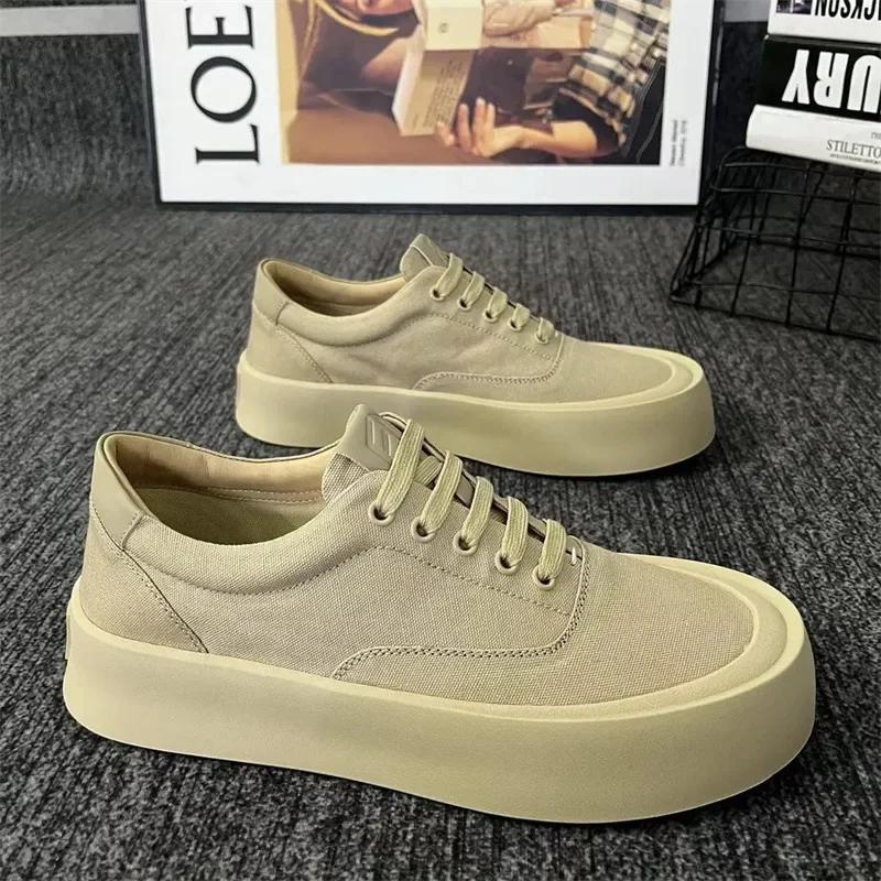 Breathable Casual Shoes Men'S Lazy Loafers Shoes Canvas Thick Bottom Rubber Shoes For Man 2025 New Thick Soled Versatile Sneaker
