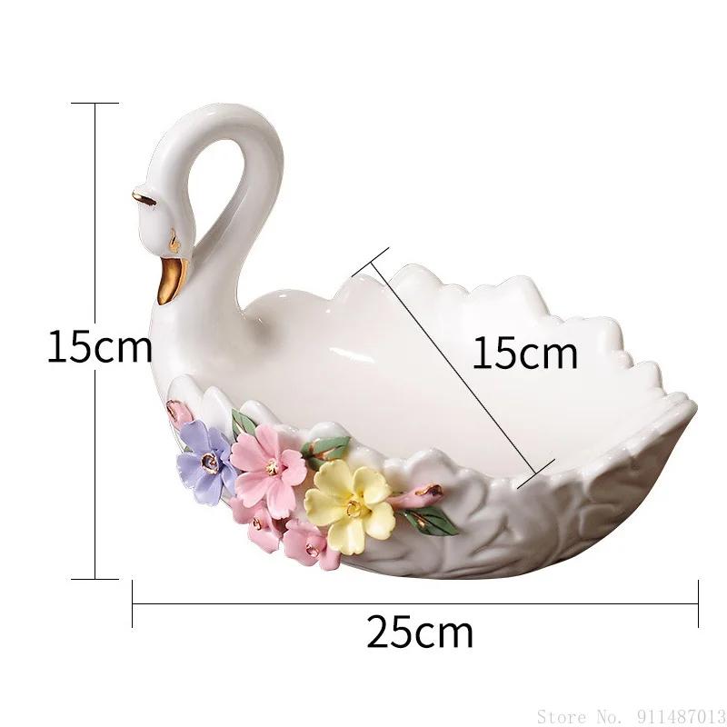 Swan Fruit Plate Candy Plate Home Dining Table Living Room Storage Decoration Ceramic Crafts Wedding Gift Swan Fruit Plate