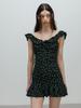 MOIFAIRE Flower Frill Mini Dress / Black