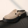 Summer New Men Fashionable Half-heeled Leather Shoes Casual Thick-soled Anti-busines Slip Toe Shoes Social Shoes Men Sizes 38-45