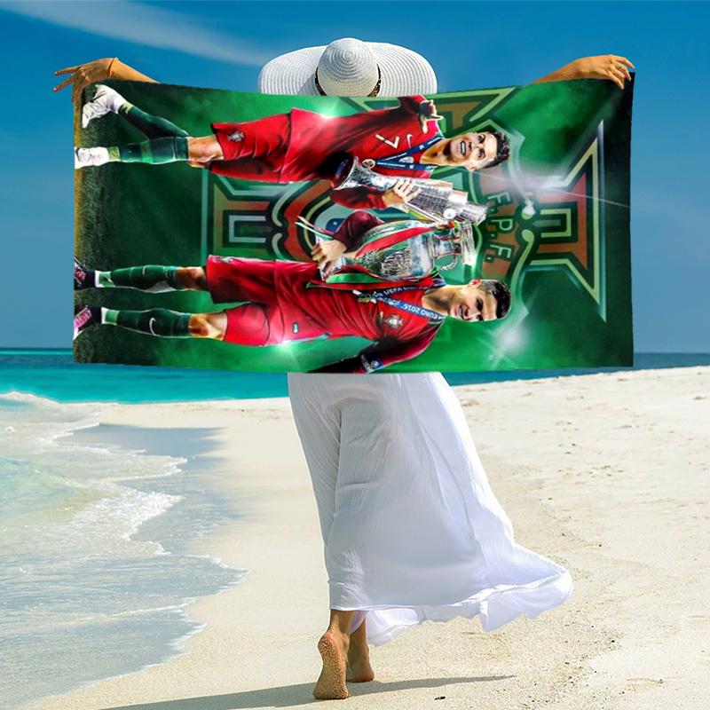 Ronaldo Portugal Football Legend Beach Towel Beach Portable For Travel Outdoor Pool Towel Seaside Swim Comfort Outdoor Picnic Beach Mat