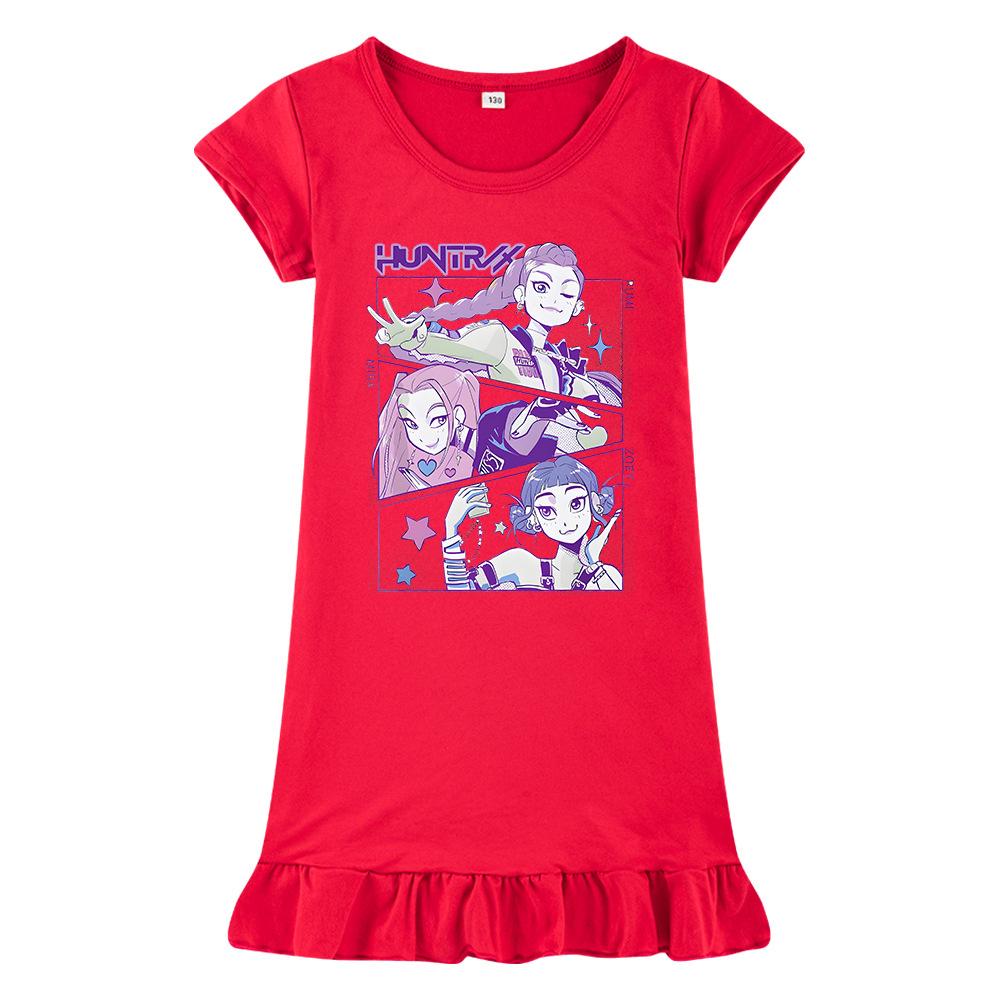 Hot Selling Kpop Witch Hunting Group Printed Girls' Dress Ice Silk Nightgown