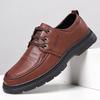 Men's business leather shoes Four seasons fashionable middle-aged dad shoes trendy retro men's lace-up casual leather shoes