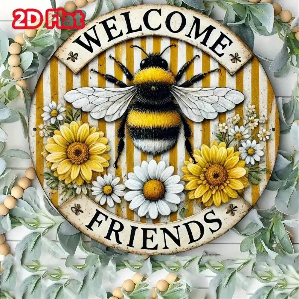 Vintage Bee Metal Tin Sign for Home Bar Cafe Halloween Wall Decor