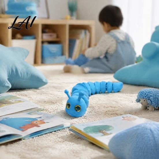 Realistic Caterpillar Model 3D Printed Fidget Toy Movable Joints Toy Figurine Stress Relief Articulated for Desktop Decoration Figurine