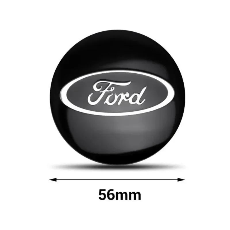 Autoaufkleber Ford 56MM 4 Stück Auto Radnabenkappen Emblem Abzeichen Aufkleber Dekoration für Ford ST Focus 2 3 Mondeo Kuga Fiesta MK7 Esco