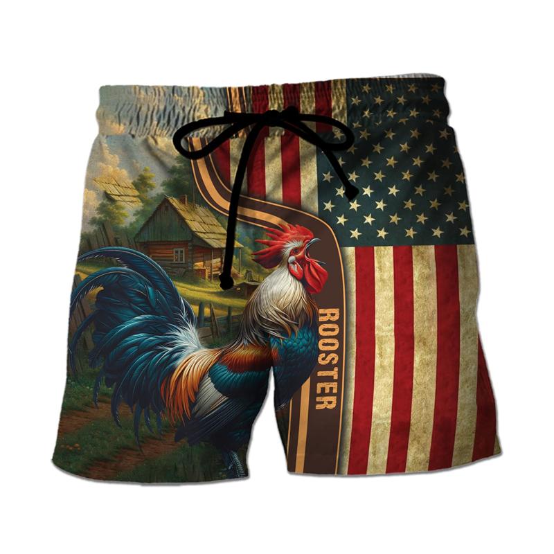 Fashion Funny Chicken Graphic Printed Men's Beach Shorts 3D Printing For Men's Casual Shorts Men's and Women's Sports Shorts
