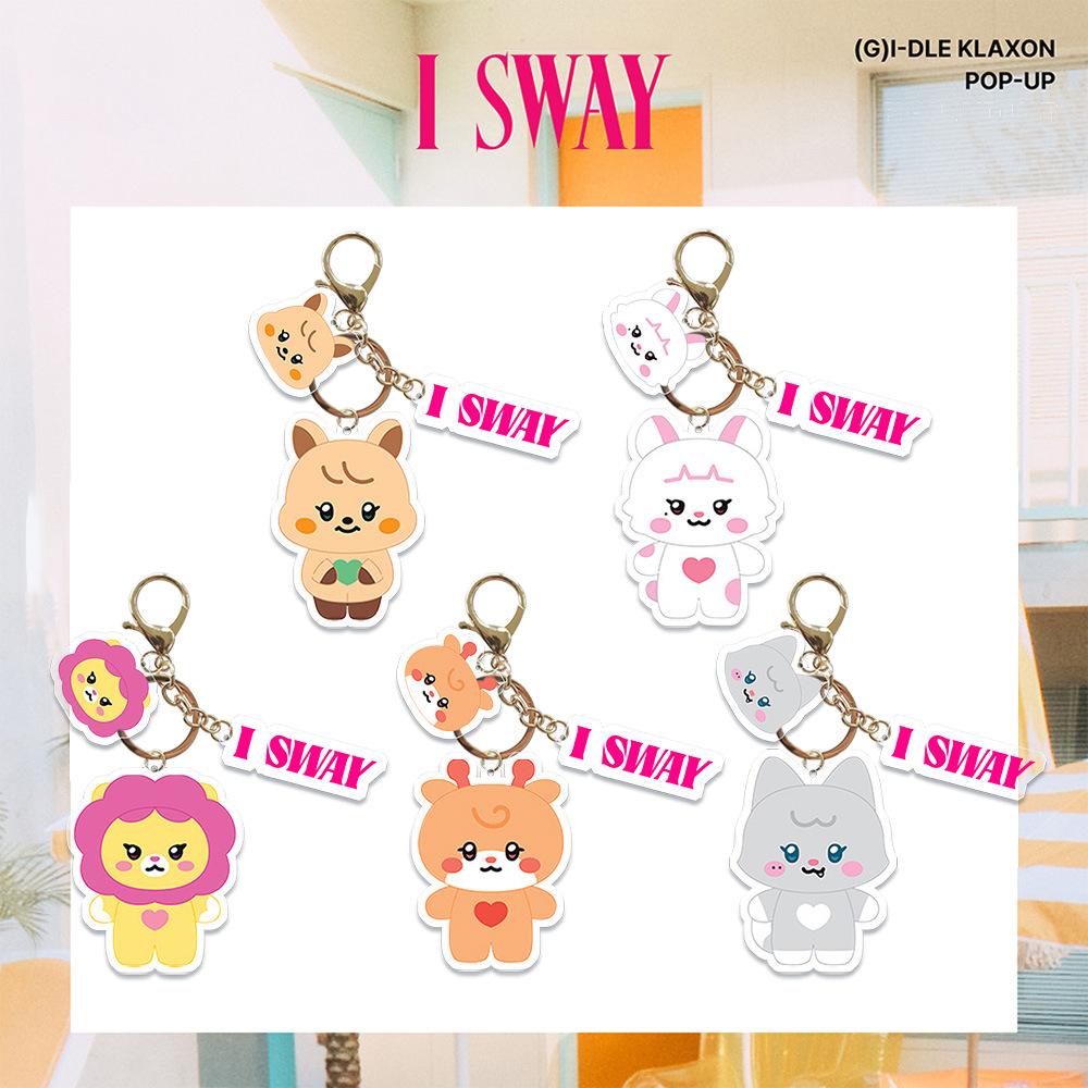 Kpop (G)I-DLE Album I SWAY KLAXON Cartoon Plush Doll Keychian YUQI Soyeon Miyeon Minnie Peripheral Bag Pendant Tabletop Ornament