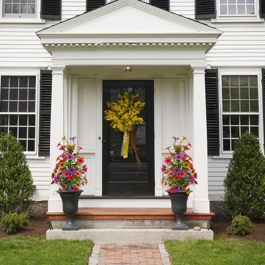 Artificial Flower Bouquet Outdoor Garden Decorative Plant Lawn Landscape Simulation Floral Arrangement Indoor Pot Decoration with Stake