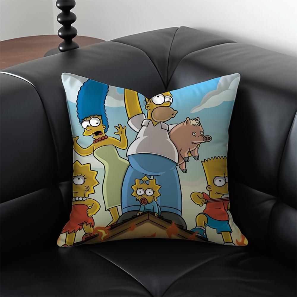 TThe Simpsons Cushion Cover Pillow Case Antidustmite Invisible Zipper Silky Plush Cushion