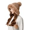 Knitted Hat Winter Big Hair Collar Thick Wool Hat Women's Three Hair Ball Warm Hat