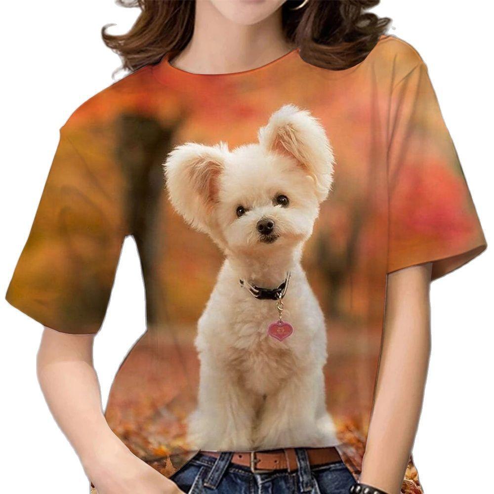 Women's T-shirt large size loose sports short sleeve new animal 3D printing
